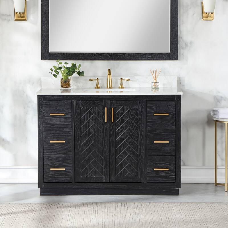 Altair Gazsi Bathroom Vanity with Composite Stone Countertop without Mirror