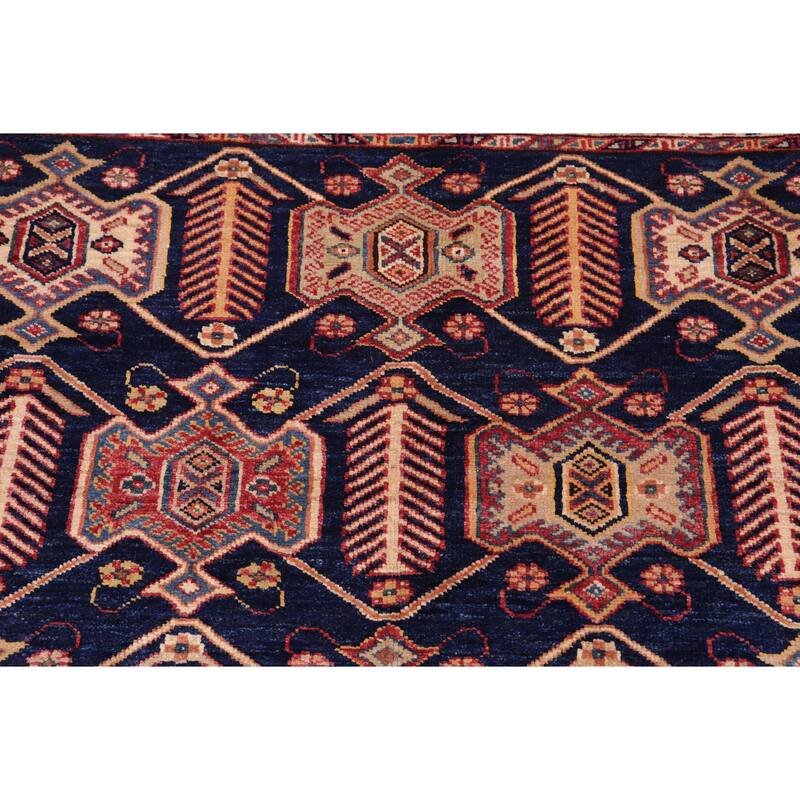 Rustic Super Kazak Thalia Blue/Multi Hand Knotted Wool Rug - 5'8'' x 7'6''