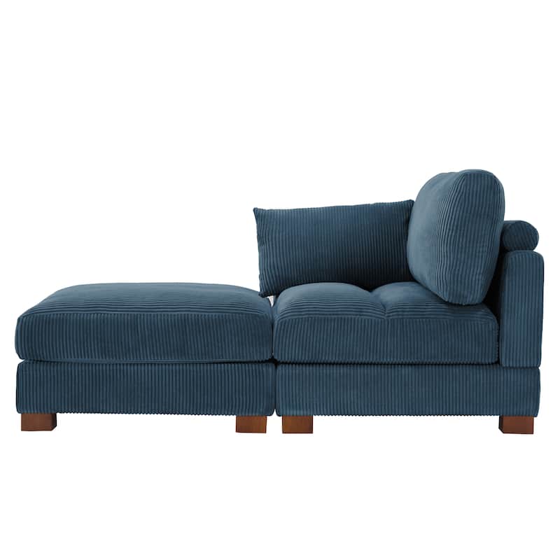 Modern 43'' Corduroy Comfy Sectional Chaise Lounge with Pillow