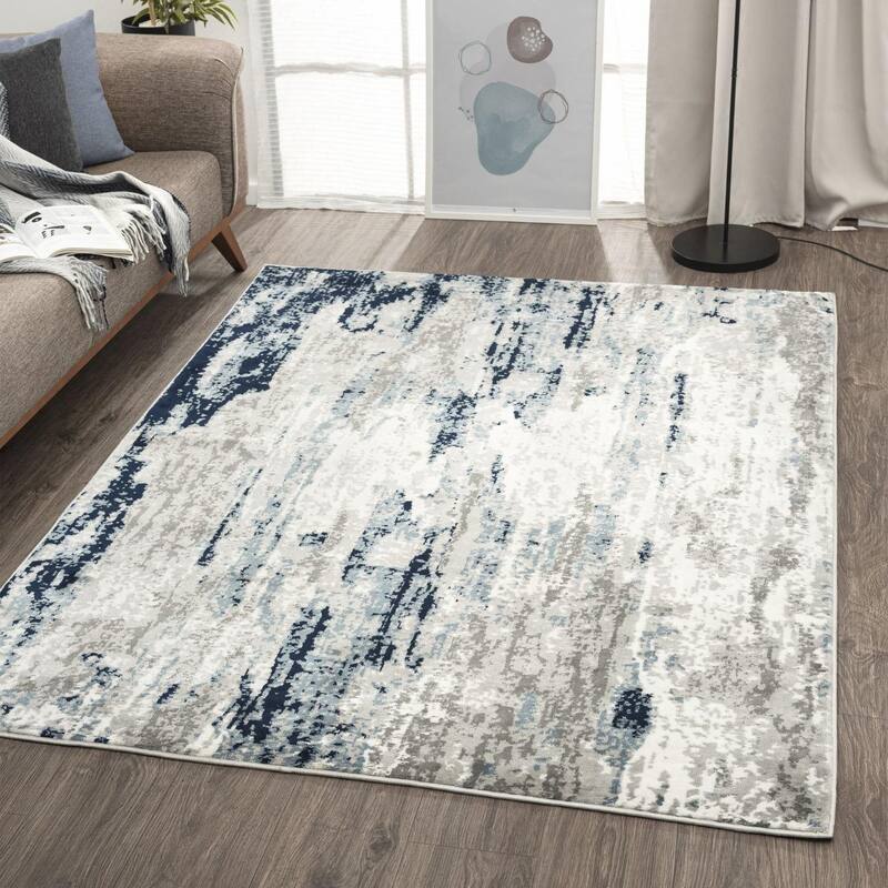 Luxe Weavers Modern Distressed Abstract Area Rug - 2' x 3' - Blue