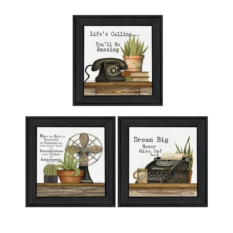 Trendy Decor 4U "Make the Most of Yourself" Printed Framed Wall Art by Linda Spivey - Charcoal - 15 x 15