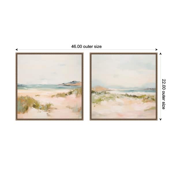 Kate and Laurel Gold Tranquil Landscape Square 2 Piece Framed Canvas Wall Art Set by Amy Lighthall