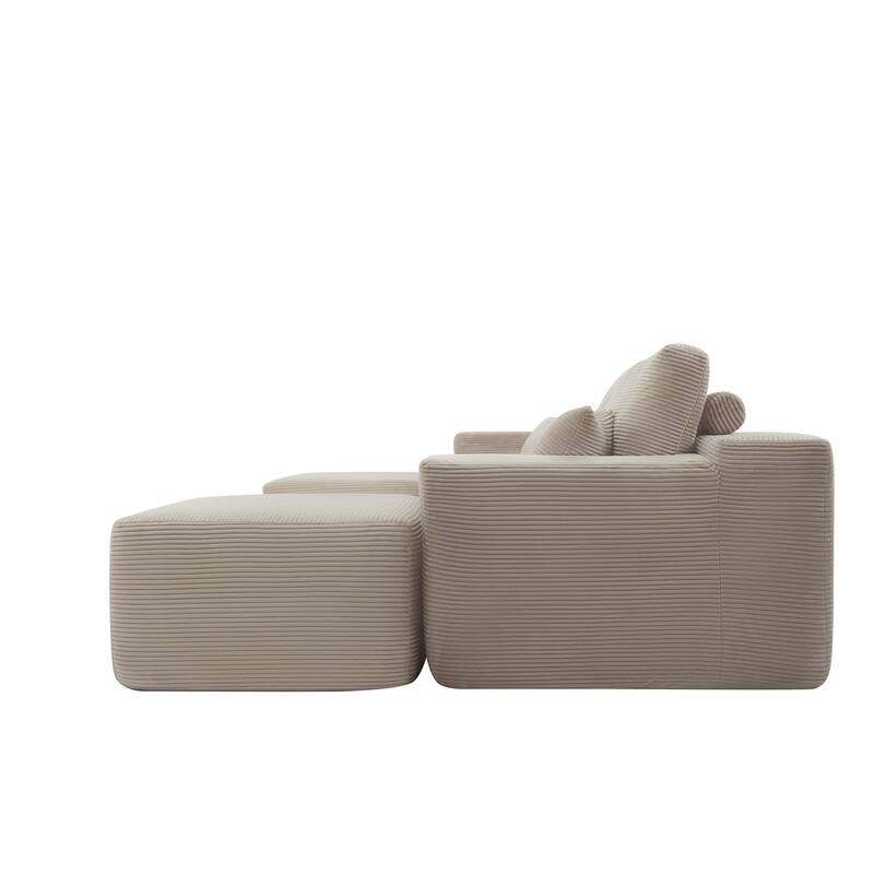 Cloud Modular Sectional Sofa with 1 Ottoman, Modern Minimalist Upholstered Couches, U Shaped Deep Seat Sofa with Chaise