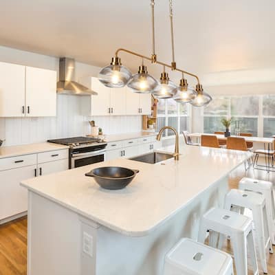 Modern Glam Large Farmhouse Gold Glass Chandelier Linear Island Dining Room Bar Pendant Lights - L 43.3" * W 7.1"* H 23"
