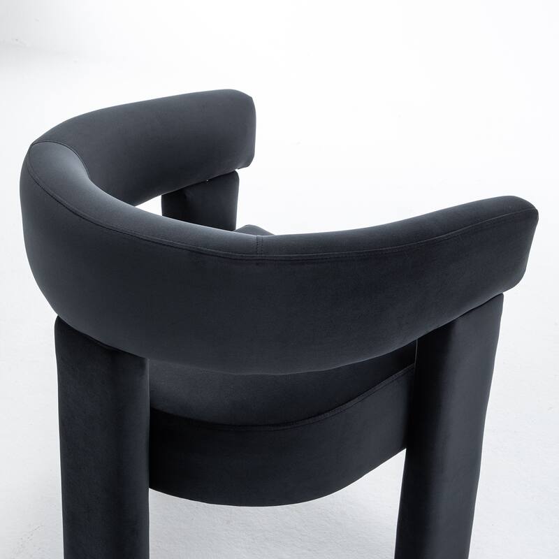 SEYNAR Modern Velvet Accent Chair, Upholstered Barrel Armchair with Curved Back and Thickened Padded Seat