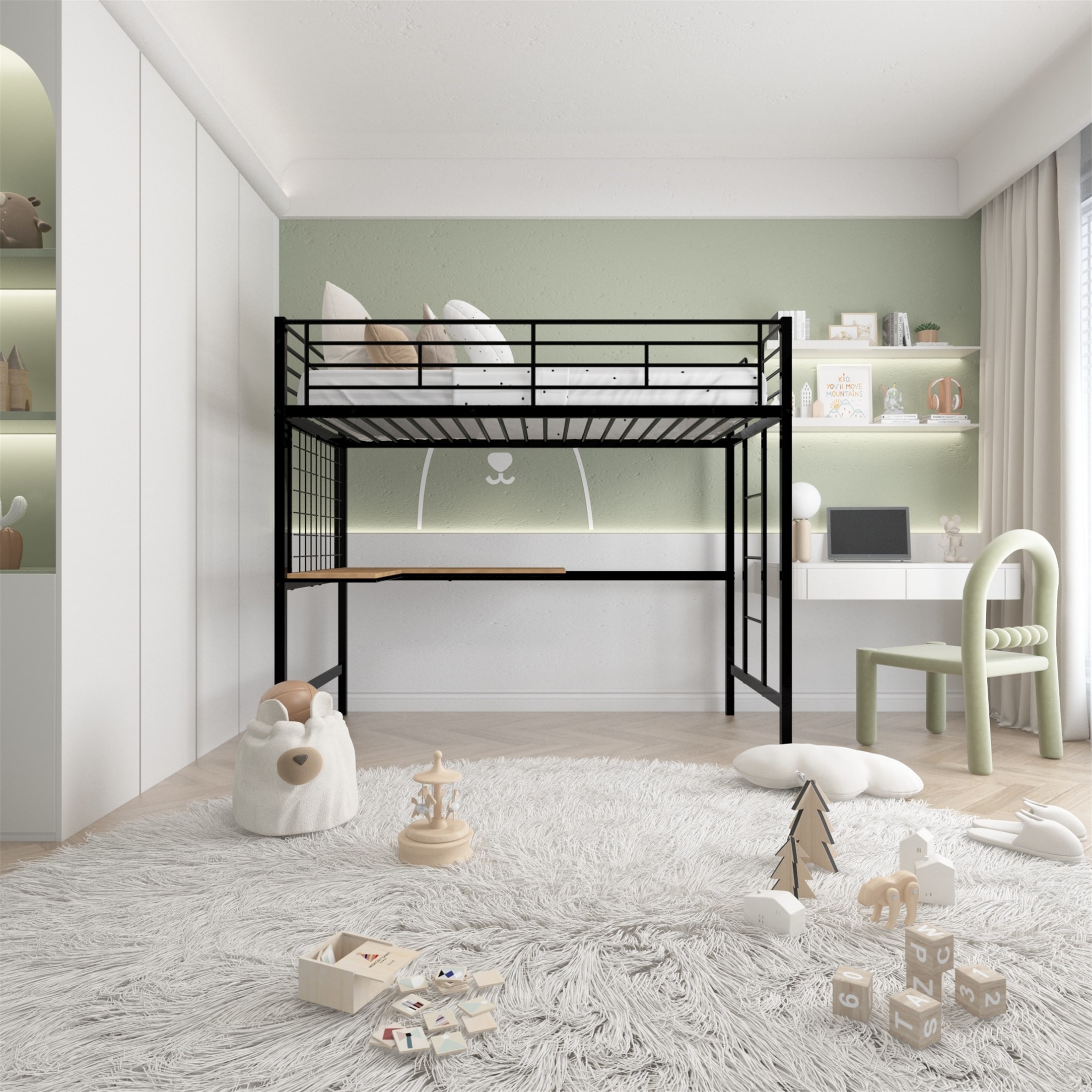 Twin metal loft best sale bed with desk