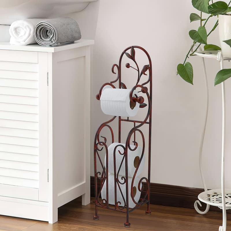 Noe Benzara Classic Free standing Metal Toilet Paper Holder, Bronze - black