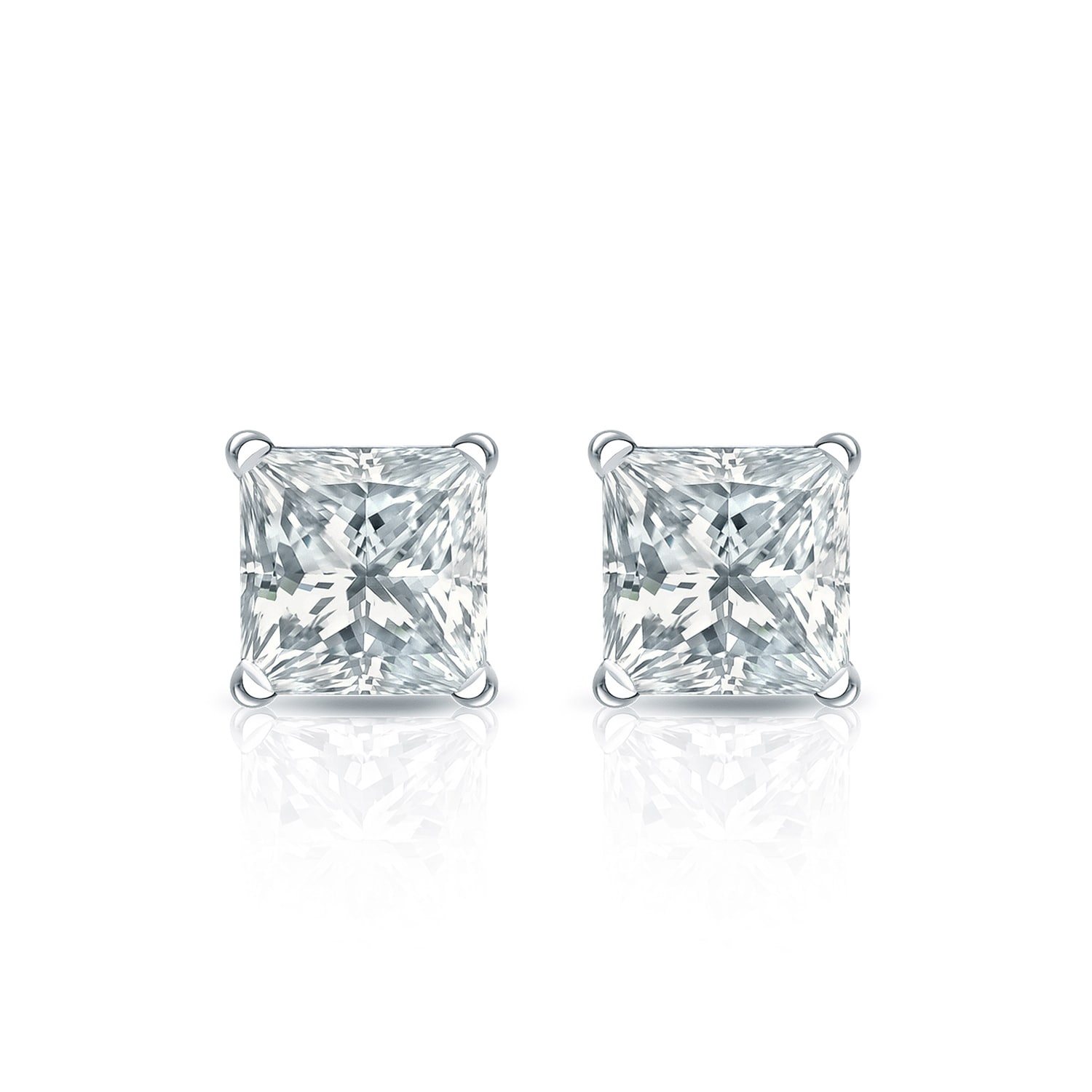 Auriya 14k Gold Lab Grown Princess Diamond Stud Earrings 0.50 to 5.00 ct. tw. 4-Prong Martini Push-Back (E-F VS)