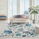 preview thumbnail 1 of 39, Nourison Tranquil French Country Floral Modern Area Rug 8' x 10' - Ivory/Blue - Rectangle
