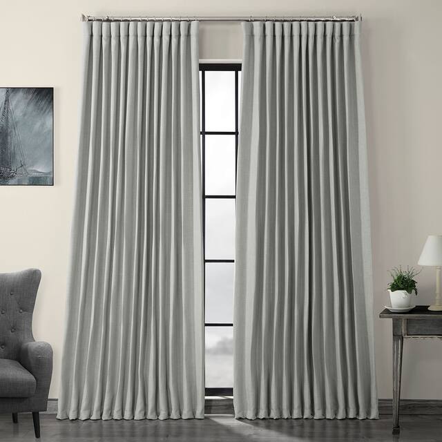 Porch & Den Milazzo Faux Linen Extra Wide Room Darkening Curtain (1 Panel) - 100 X 108 - Heather Grey