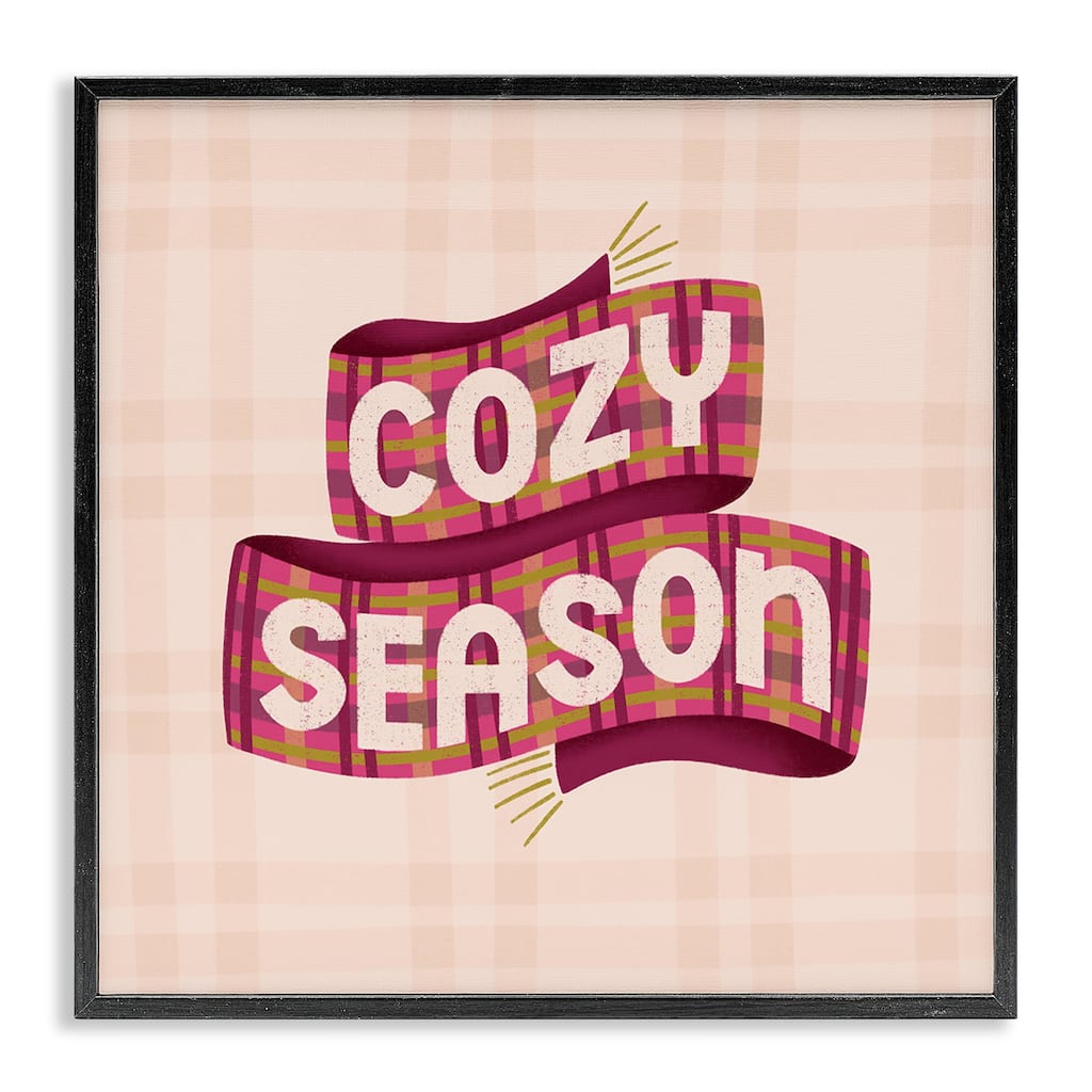 Stupell Cozy Season Scarf on Plaid Framed Giclee Art Design By Sarah Hickman