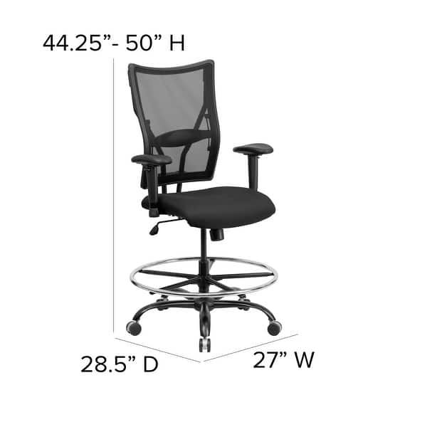 Big Tall 400 Lb Rated Mesh Ergonomic Drafting Chair W Adjustable Arms Overstock 10633666