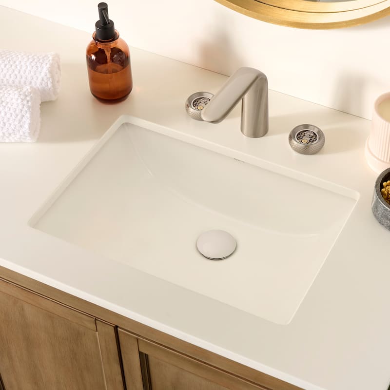 Ruvati 18 x 12-3/4 inch Undermount Bathroom Sink White Rectangular Porcelain Ceramic with Overflow - RVB0720