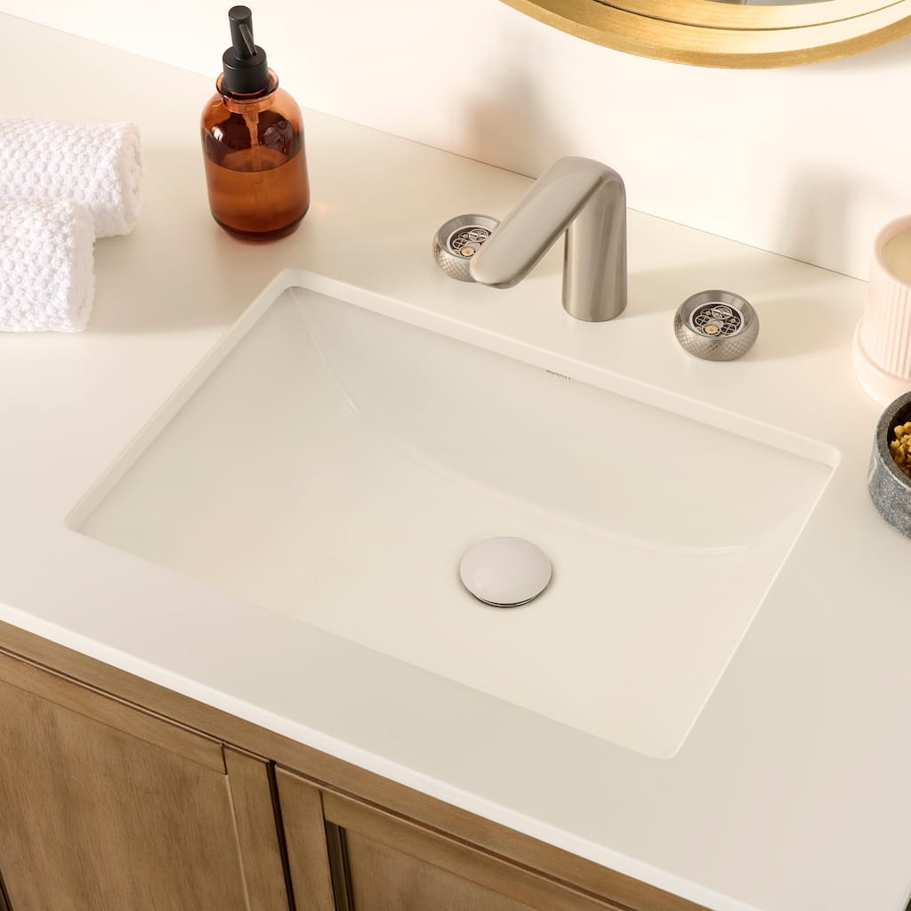 Ruvati 18 x 12-3/4 inch Undermount Bathroom Sink White Rectangular Porcelain Ceramic with Overflow - RVB0720