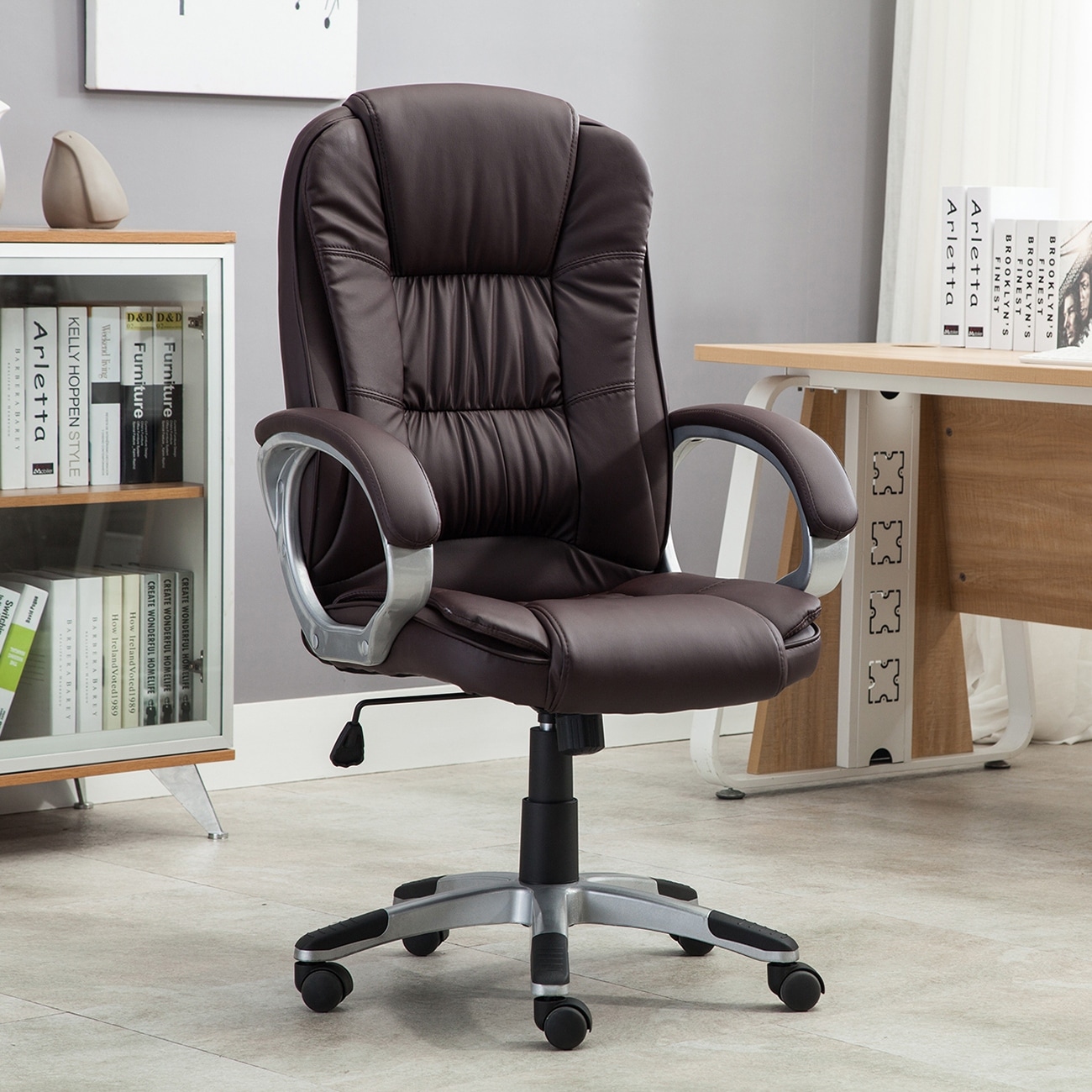 Belleze Office Faux Leather Cushion Executive Chair Hydraulic