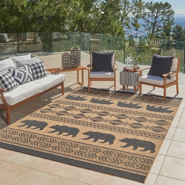 slide 2 of 9, Gertmenian Paseo Orin Chestnut Brown Rustic Tribal Bear Indoor/ Outdoor Area Rug