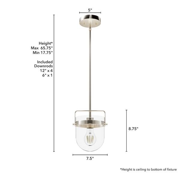 dimension image slide 6 of 9, Hunter Karloff Clear Glass Bell-Shaped Pendant - Kitchen Island, Dining Room, Entry - Modern Farmhouse, Rustic, Industrial