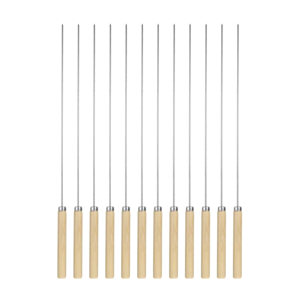 12pcs Kebob Skewers 35cmx2.1mm Wood Handle Round Sticks