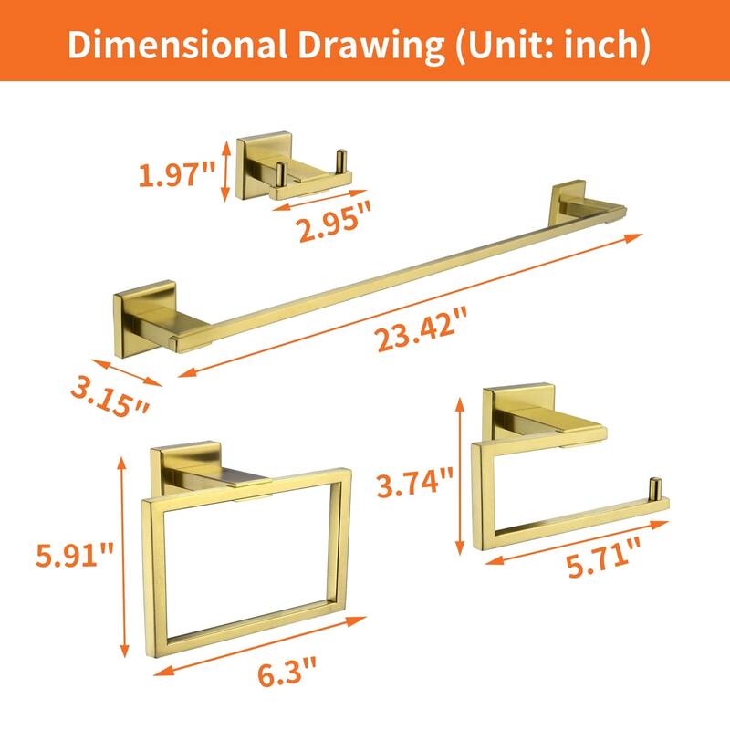 4 Piece Bathroom Hardware Set Wall Mount Bathroom Towel Holder Bar Set Bathroom Fixtures 304 Stainless Steel Bath Accessories