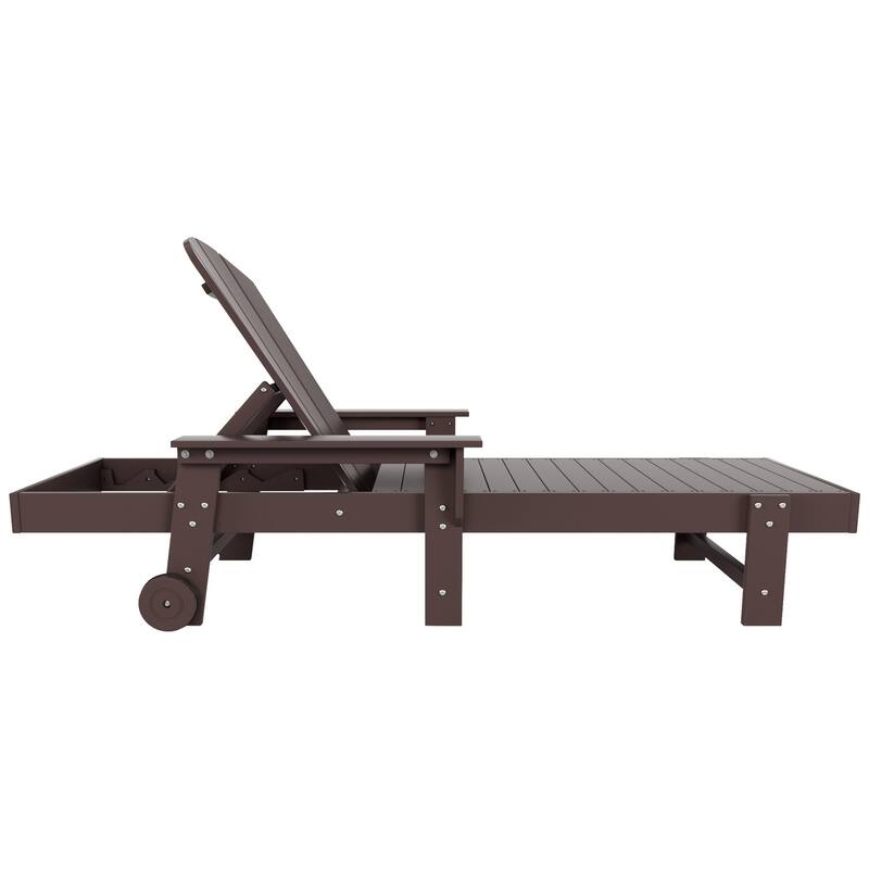 Polytrends Laguna Hdpe All Weather Outdoor Patio Pool Reclining Chaise Lounge With Arms And Wheels
