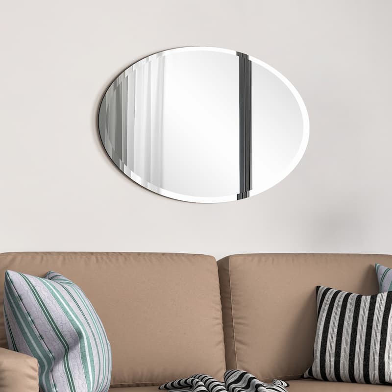 Frameless Beveled Oval Wall Mirror, Ready to Hang, Bathroom Room, Vanity Mirror - 24 in. x 0.39 in. x 36 in.