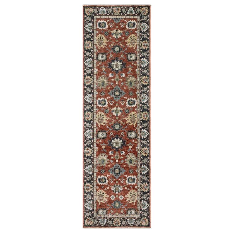 Esme Traditional Floral Blue/ Multi Area Rug - 2' 3" x 7' 6" - Rust Red/ Blue - Runner