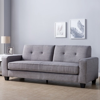 Lowery Modern Grey Fabric Upholstered Track Arms Tufted Back Sofa by Furniture of America