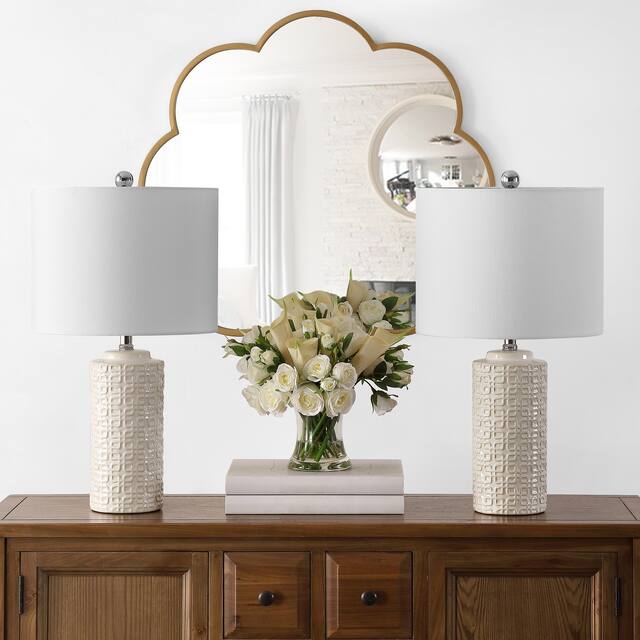 SAFAVIEH Lighting 24-inch Artef Ceramic Table Lamp (Set of 2) - 13" x 13" x 24"