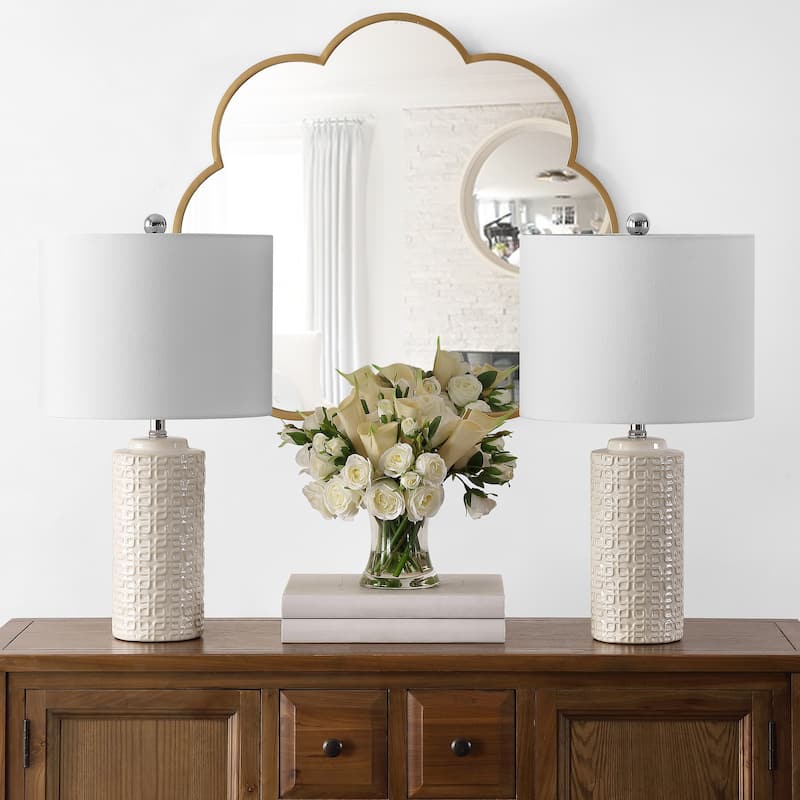 SAFAVIEH Lighting Ombline 24-inch Ceramic Table Lamp (Set of 2) - 13Wx13Dx24H