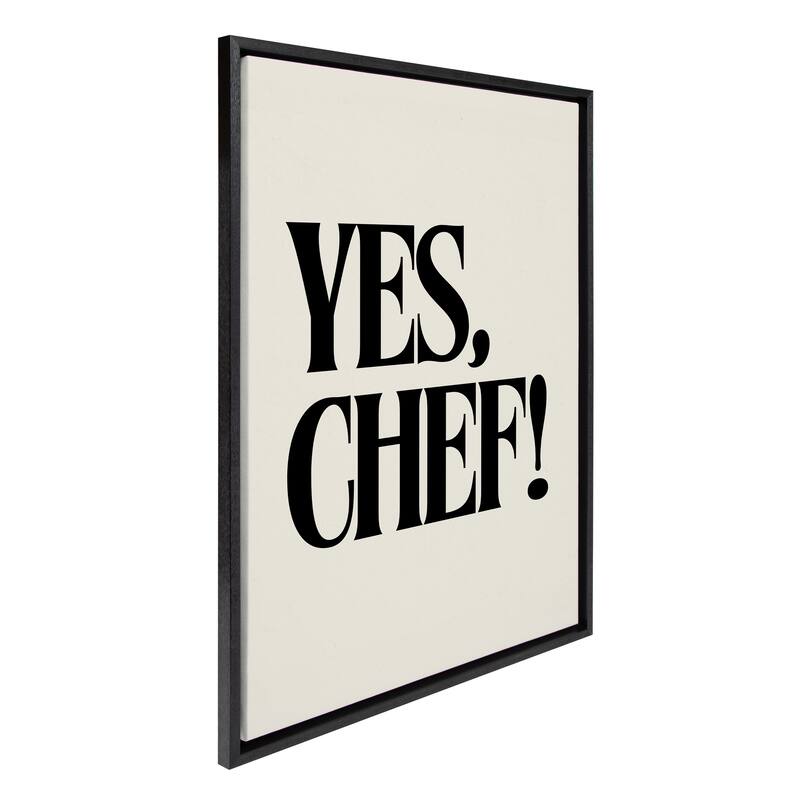 Kate and Laurel Sylvie Yes Chef Framed Canvas by Saint and Sailor Studios - 23x33 - Black