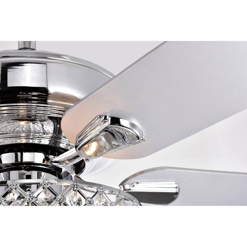 Riane Chrome 52-Inch 5-Blade Metal/Crystal Drum Shade Lighted Ceiling Fan (Includes Remote)