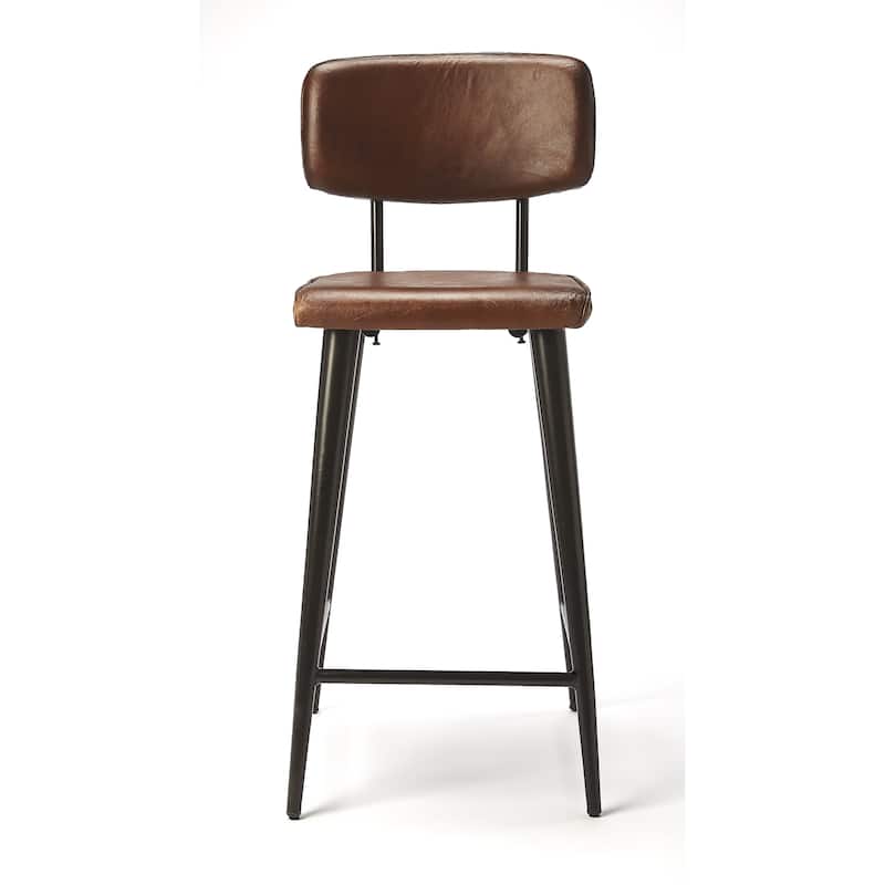 Saddle Genuine Leather Rectangular 26" Counter Stool