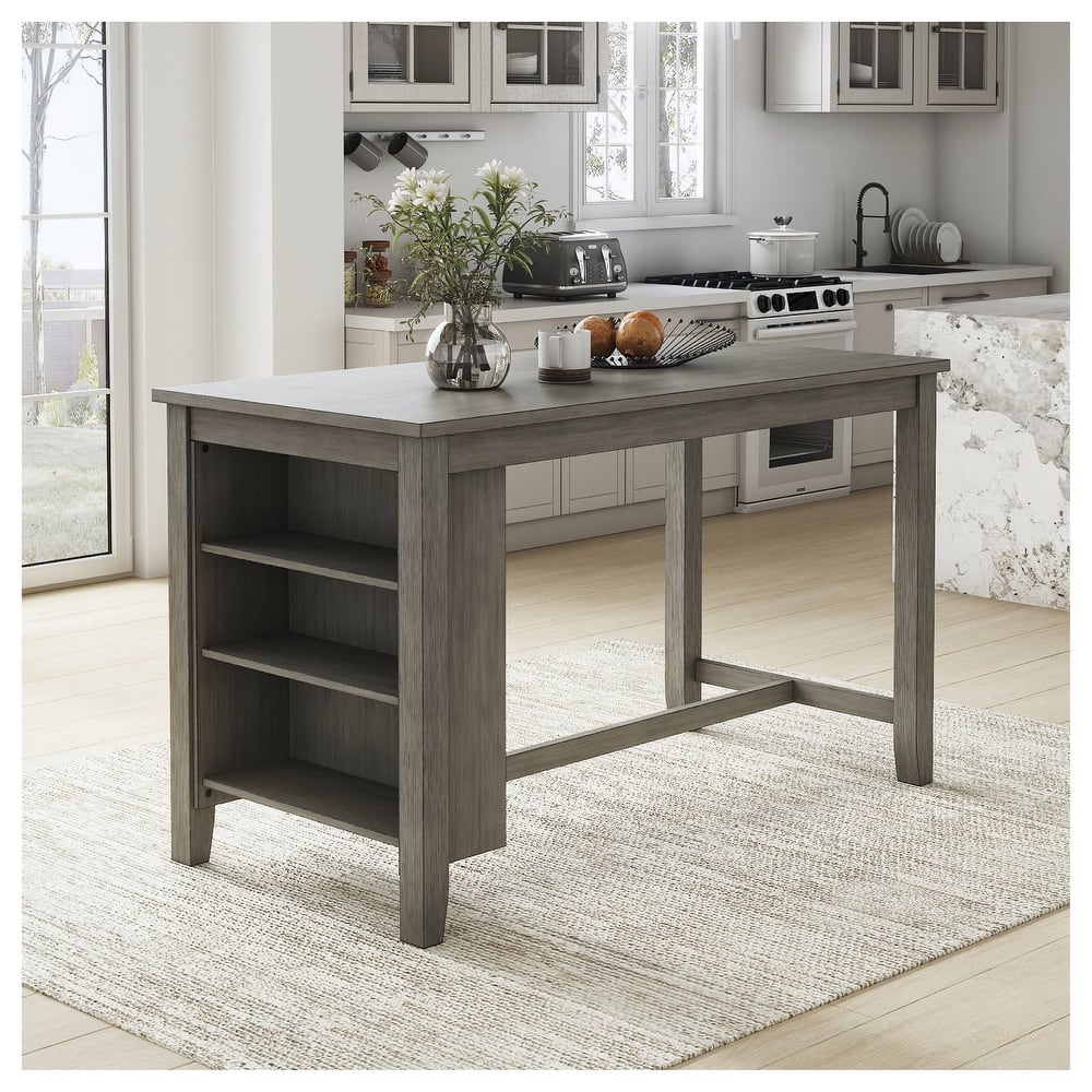 Caitbrook Rectangular Counter Height Dining Table with Storage - Gray