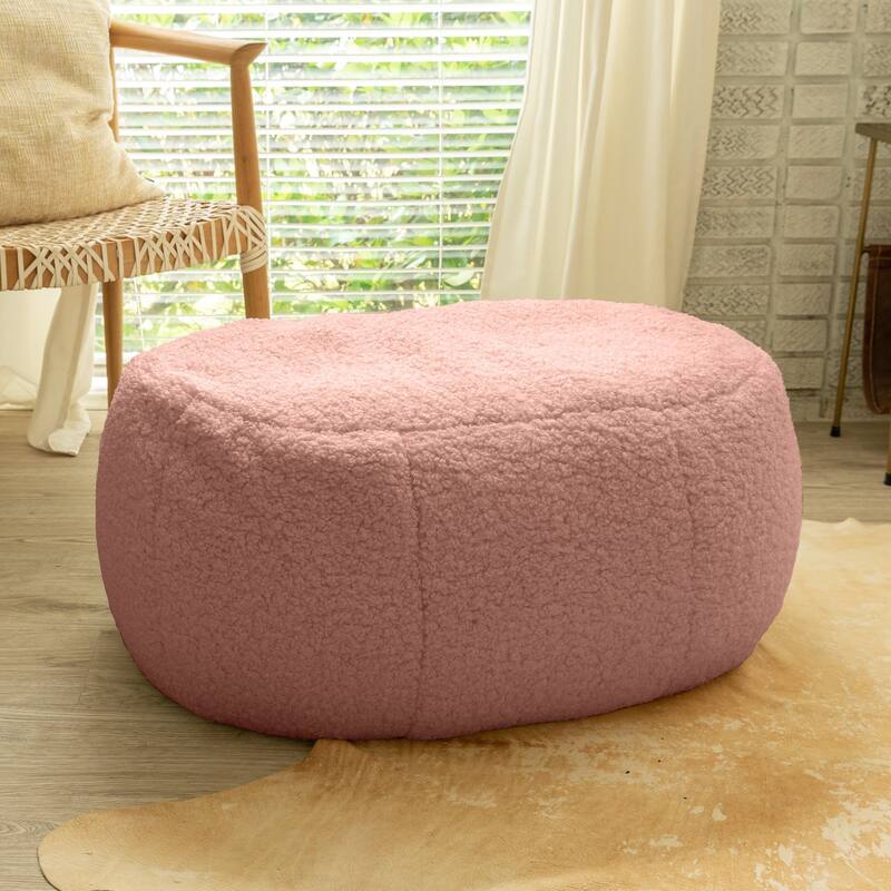Jaxx Ellis Pouf - Modern Shearling Faux-Lamb Plush Fleece Ottoman