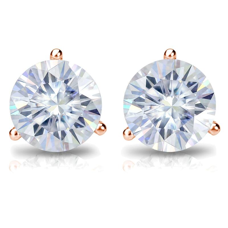 Auriya 1ctw Round Moissanite Stud Earrings 14k Gold Martini-set - 5 mm