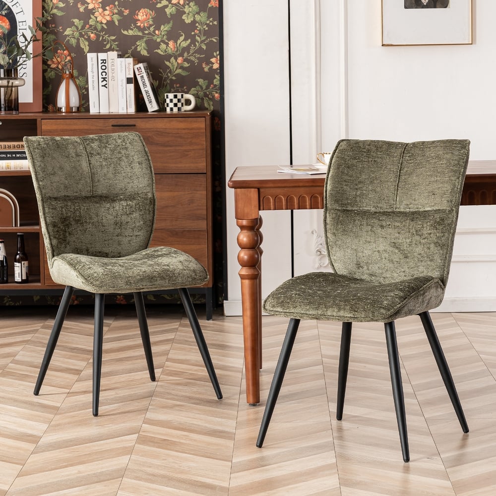 Fabric Upholstered High Back Dining Chairs Set of 2