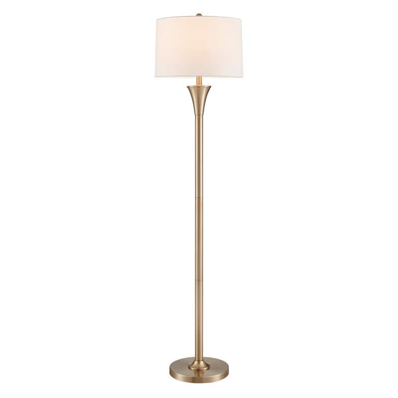 KAWOTI 66" Traditional Floor Lamp with White Linen Drum Shade