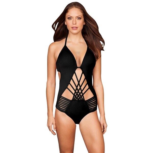 kenneth cole black one piece bathing suit
