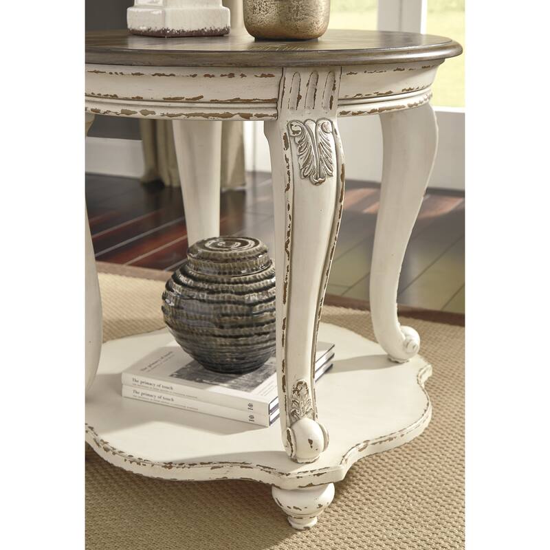 Signature Design by Ashley Realyn White/Brown 2-Piece End Table Package - 26" W x 26" D x 25.88" H