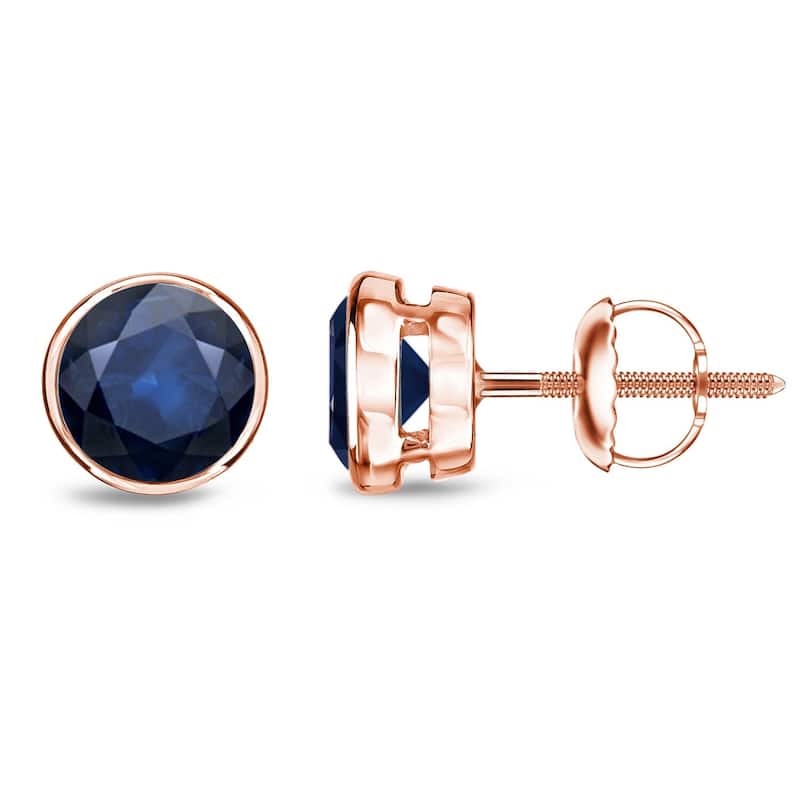 Auriya 14k Gold Bezel-set Sapphire Stud Earrings 1 1/2ctw - Rose