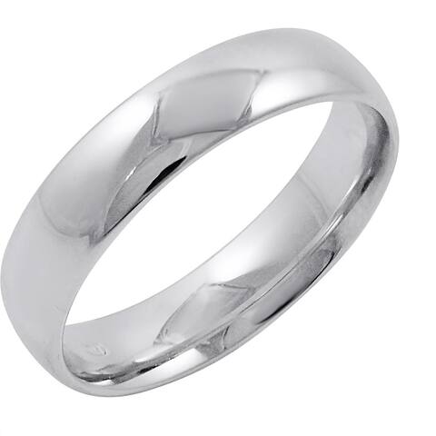 Men's 10K White Gold 5MM Comfort Fit Plain Wedding Band (Available Ring Sizes 8-12 1/2)