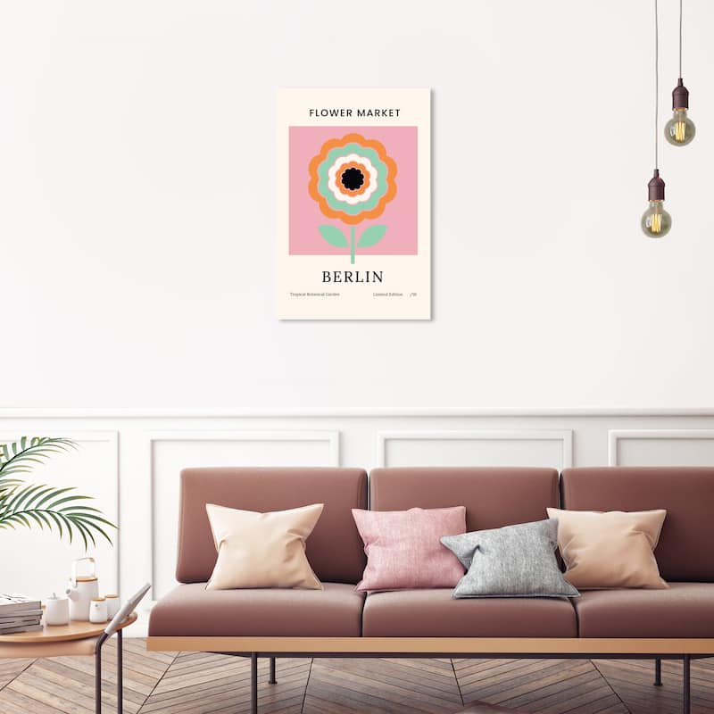 Wynwood Studio Canvas Floral and Botanical Flower Market Berlin Pink and Green Modern & Contemporary Wall Art Canvas Print