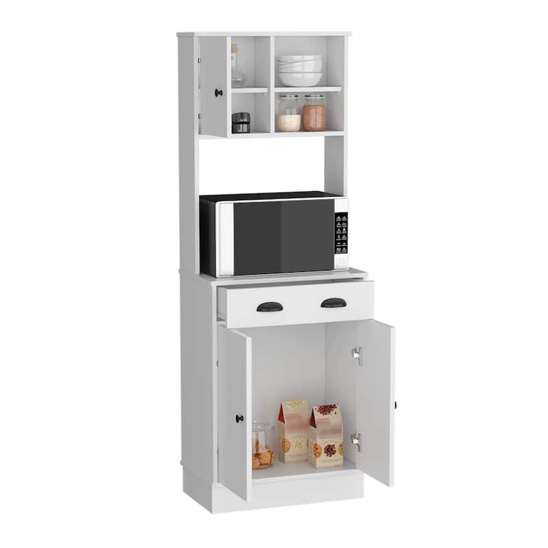 TUHOME Albany Kitchen Pantry with 2 Cabinets, 2 Open Shelves, and Drawer - N/A