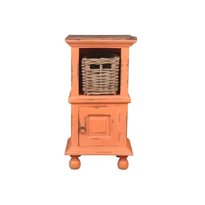 Solid Wood End Table with Storage Basket - Fully Assembled Accent Table for Living Room, Bedroom - 26.5