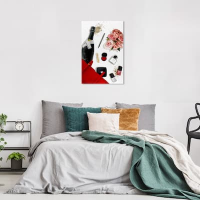 Wynwood Studio Canvas Fashion and Glam Oh, My Bag Red Red and Crimson Glam Wall Art Canvas Print