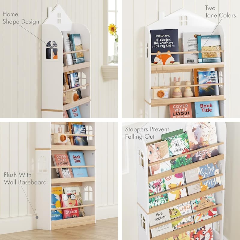 COSTARS Kids Bookshelf, 4-Tier Children's Bookcase and Storage, Kids Book Shelf Rack Organizer