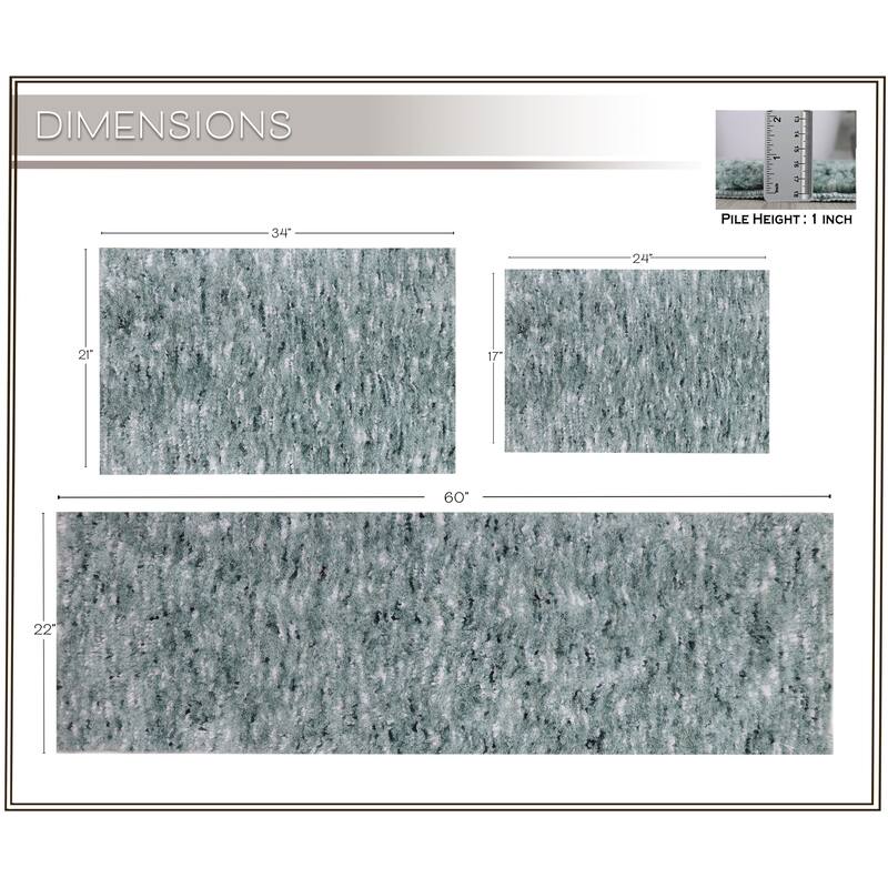Home Weavers Cloud Comfort 100% Microfiber Bathroom Rug, Non Slip Bath & Water Absorbent Soft Bath Mat - 3 PC Set with Runner