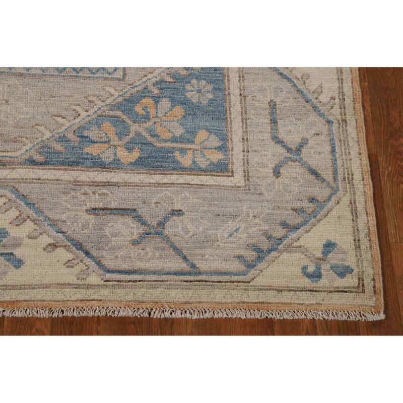 Vegetable Dye Orange Oushak Turkish Area Rug Hand-Knotted Wool Carpet - 5'7"x 7'11"
