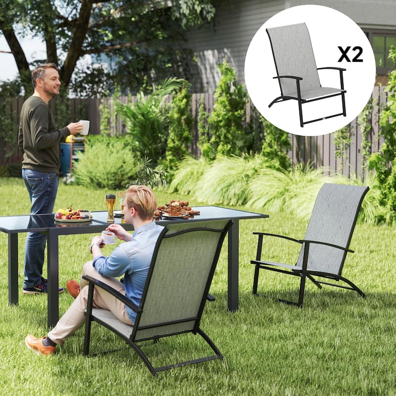 Metal Mesh Folding Patio Chairs Set of 2 with Armrests - 23.6" W x 31.9" D x 33.9" H