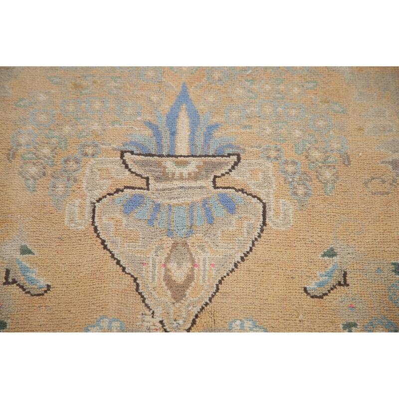 Hand Knotted Oriental 100% Wool Carpet Traditional Floral Peach Tabriz Area Rug - 12' 6'' X 9' 6''